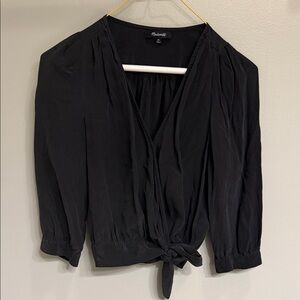 Madewell Black Tie-Front Blouse